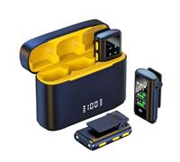 Jooehyer Wireless Lavalier Microphone Dual Noise Reduction Stereo Mic with Charging Case for Camera Smartphone Live Streaming