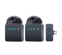 Jooehyer Wireless Lavalier Microphone with Noise Reduction Recording and Mute Function Professional Portable SmartPhone MIC Black