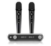 Jooehyer Wireless Microphone System Handheld Dynamic Microphones, Dual Wireless UHF Channels, 330ft Range, Microphone for Karaoke Easy Install Easy to Use