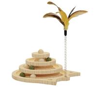 Jooehyer Wooden 2/3 Levels Pet Cat Toy Triple Play Disc Cat Intelligence Amusement Three Tier Turntable