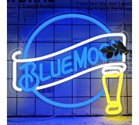 JooeTuu Blue Moon Beer Neon Sign, Dimmable Plastic Bar Light, Wall Decor, 45cm, for Man Cave, Bedroom, Shop, Pub, Bistro