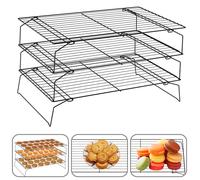 Joogee 3-Layer Cooling Rack for Baking, Stackable Stainless Steel Wire Racks for Cooking, 15.67" x 9.76" Baking Rack Set for Cookies, Cakes Cooking, Roasting & Grilling