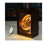 JOOHOUR DIY 3D Puzzle Nightlight, Miniature Wooden Lamp, Model Building Kit with LED Light, Creative Craft Home Decor, Gift for Teens and Adults, Detective Station