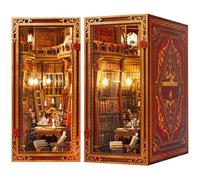 Joohour DIY Book Nook Kit, Dollhouse Miniature, Booknook Bookshelf Insert Decor Alley 3D Wooden Puzzle, Bookends Model Building Kit with LED Light, Gift for Teens and Adults, Enchanted Library