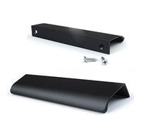 JOOJA 10 Pack Modern Style Finger Edge Pull Furniture DrawerHandles Hidden Cabinet Kitchen Drawer Handles Knobs,Black 150mm