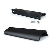 JOOJA 10 Pack Modern Style Finger Edge Pull Furniture DrawerHandles Hidden Cabinet Kitchen Drawer Handles Knobs (200mm, Black)
