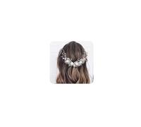 Jookocci Bridal Hair Vine - Crystal Flower Wedding Headpiece with Pearl, Adjustable Bridal Hair Accessories for Bride Wedding Hairband/Photoshoot/Party, Silver Hair Piece for Women