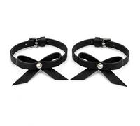JOOKOCCI Harness Anklets for Women Black Leather Ankle Cuffs with Bow & Rivet Adjustable Gothic Punk Foot Jewelry One Size Fits Most Fashion Body Chain