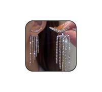 Jookocci Tassel Earrings for Women Sparkly Crystal Drop Dangle Earrings with Rhinestone Fringe Hypoallergenic Sterling Silver Elegant Long Chandelier Earrings for Wedding/Prom/Party