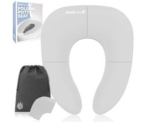 Jool Baby Folding Travel Potty Seat for Girls, Fits Round & Oval Toilets, Non-Slip Suction Cups, Includes Free Travel Bag (Grey)