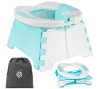 Jool Baby Portable Potty Training Chair with Travel Bag and 30 Liners, Foldable, Indoor/Outdoor Use, Camping (Aqua)