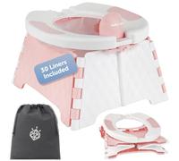 Jool Baby Portable Potty Training Chair with Travel Bag and 30 Liners, Foldable, Indoor/Outdoor Use, Camping (Pink)