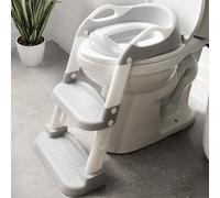 Jool Baby Potty Training Seat with 2 Step Ladder for Toddlers - Splash Guard, Adjustable Height (Grey)