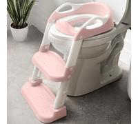 Jool Baby Potty Training Seat with 2 Step Ladder for Toddlers - Splash Guard, Adjustable Height (Pink)