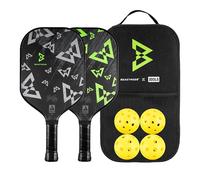 JOOLA Beastmode Pickleball Paddles Set of Two with Reinforced Fiberglass Surface and Honeycomb Polypropylene Core - Includes 2 Pickleball Rackets, 4 Pickleball Balls, and Carry Bag with Strap