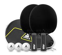 JOOLA Black Duo Pro Table Tennis Set 2 Table Tennis Bats + 3 Table Tennis Balls + Table Tennis Case Black 6-Piece