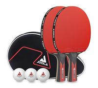 JOOLA Table Tennis Set DUO Carbon | 2 Bats + 3 Ping Pong Balls + 1 Case, black/red, 6 pieces