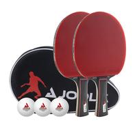 JOOLA Duo PRO Table Tennis Set of 2 Table Tennis Bats + 3 Balls + Cover Red /...