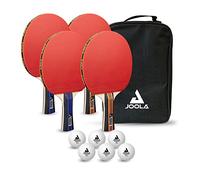 JOOLA Advanced Table Tennis Paddle Set - Includes 4 Ping Pong Paddles, 6 3-Star Ping Pong Balls & Carrying Case - for Intermediate Competitive Matches, Ideal for Teens, Adults, & High Volume Play