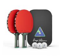 JOOLA Hugo Calderano Edge Table Tennis Set - 2 Rackets + 3 Balls + Cover - 6 Pieces
