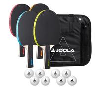 JOOLA Neon Table Tennis Set, Table Tennis Set with 4 Table Tennis Bats, 8 Table Tennis Balls and Carry Bag