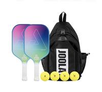 JOOLA Perseus Aurora Pickleball Paddles Set of 2 - Includes: 2 Pickleball Paddles, 4 Balls & Sling Bag - Cold Press Carbon Surface - Lightweight, Beginner Friendly - USAP Approved - NFC Enabled