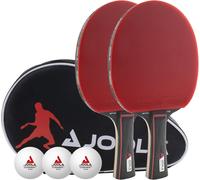 Joola Table Tennis Set (2 Bats) Duo Carbon + 3 Ping Pong Balls + 1 Case , Black