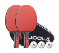 JOOLA Table Tennis Set DUO Carbon | 2 Bats + 3 Ping Pong Balls + 1 Case, black/red, 6 pieces