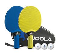 JOOLA Table Tennis Set Vivid Outdoor | 2 Bats + 3 Ping Pong Balls + 1 Case, lime/blue, 6 pieces