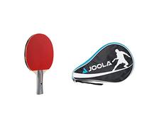 JOOLA Team School Table Tennis Bat - Multi-Colour & Table Tennis Racket Bag - Black/Blue