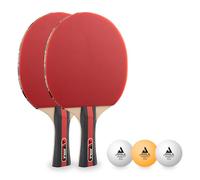 JOOLA Tischtennis Set Rosskopf 2 Tischtennisschläger + 3 Tischtennisbälle 40+mm, rot/schwarz, 5-teilig
