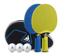 JOOLA Table Tennis Set Vivid Outdoor | 2 Bats + 3 Ping Pong Balls + 1 Case, lime/blue, 6 pieces