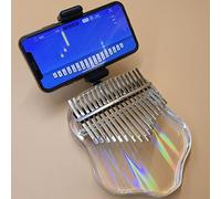 Jooleer Kalimba Protective Case with Phone Holder Thumb Piano EVA Clear Glass 17 Keys Gift for Kids Adults Beginners (Jellyfish 17 Keys)