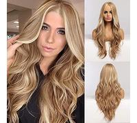 JOOLER Blonde Blonde Wig for Women Long Wavy Middle Hair Heat Resistant Cosplay Party Daily Synthetic Wigs