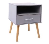 Joolihome Bedside Table, Wooden Nightstand Lamp Desk with Handled Drawer and Open Front Shelf Storage Compartment, Sofa End Table for Home, Office,