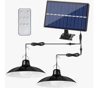 Joollurm Solar Shed Lights, 30LED Twin Solar Pendant Light Dimmable/Timing with Remote Control, IP65 Waterproof Indoor Outdoor Solar Security Light with 9.84FT Cord for Gazebo Garden Courtyard Garage