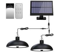 Joollurm Solar Shed Lights, 78LED Solar Pendant Light Dimmable/Daytime On Mode with Remote Control, Waterproof, 9.84FT Cord for Indoor/Outdoor Use in Gazebo, Garden, Garage, Courtyard- White