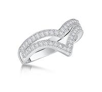 JOOLS by Jenny Brown® 925 Silver Ring Wishbone Style Set Wth The Finest White Cubic Zirconia Stones… (N)
