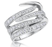 JOOLS by Jenny Brown -925 Sterling Silver Ring -Open Band Style All Set with The Finest White Brilliant Cubic Zirconia Stones