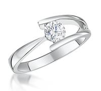 JOOLS by Jenny Brown - 925 Sterling Silver Solitaire Ring- Set Between Two Bars (L)