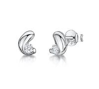 JOOLS by Jenny Brown - 925 Sterling Silver Stud Earrings - Set With A Single Round Cubic Zirconia Stone