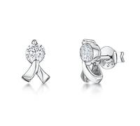 JOOLS by Jenny Brown - 925 Sterling Silver Stud Earrings - Set With Single Cubic Zirconia Stone