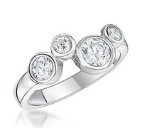JOOLS by Jenny Brown - Bubble Style Silver Ring for Women - Set with 4 AAA Quality White Cubic Zirkonia Stones - 925 Sterling Silver - Hypoallergenic