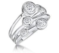 JOOLS by Jenny Brown - Bubble Style Silver Ring for Women - Set with Rub Set Round AAA Quality Cubic Zirkonia Stones - 925 Sterling Silver - Hypoallergenic