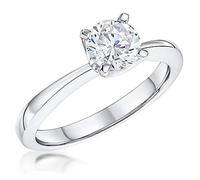 JOOLS by Jenny Brown ® Exclusive Range Sterling Silver ONE Carat Round Brilliant Solitaire Ring Set with A Single Cubic Zirconia Stone (M)