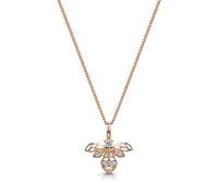 JOOLS by Jenny Brown - Rose Gold Bee Style Pendant Necklace for Women - Set with AAA Quality Cubic Zirkonia Stones - Rose Gold Plated - Hypoallergenic - 15 x 17 mm