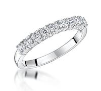 JOOLS by Jenny Brown- Sterling Silver and Cubic Zirconia Half HOPP Eternity Ring Set with 2.5 MM Brilliant Round White Cubic Zirconia Stones