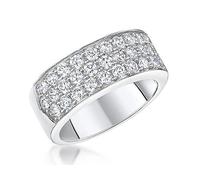 JOOLS by Jenny Brown-Sterling Silver Band Ring Pave Set Half Band with Cubic Zirconia Stones (O)