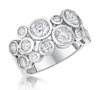 JOOLS by Jenny Brown ® - Sterling Silver Bubble Ring - 13 AAA Quality Cubic Zirconia Stones In A Rub Over Setting - 925 Sterlins Silver