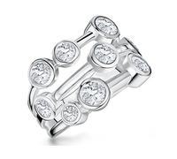 JOOLS by Jenny Brown -Sterling Silver Bubble Ring for Women - Set with 9 Rub Set Round AAA Quality Cubic Zirkonia Stones - 925 Sterling Silver - Hypoallergenic